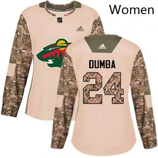Womens Adidas Minnesota Wild 24 Matt Dumba Authentic Camo Veterans Day Practice NHL Jersey